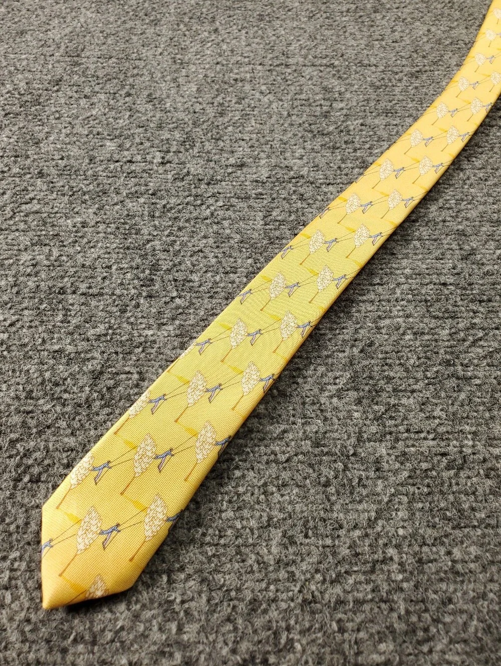 Thomas Pink Silk Tie Yellow Gold Tree Swing Novelty England 2001 Handmade